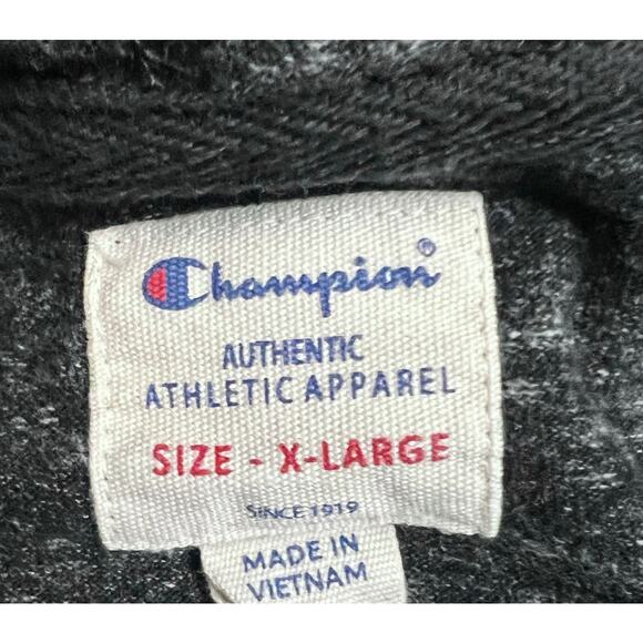 Champion Men’s XL Heathered Black Pullover Hoodie Sweatshirt Embroidered Logo - Picture 4 of 13